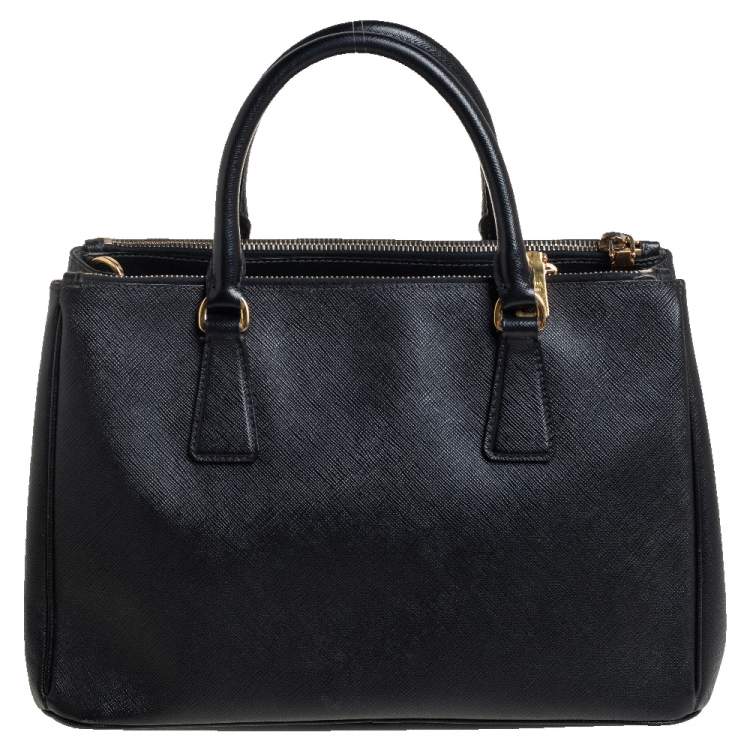 Pre Owned Prada Black Saffiano Lux Leather Small Galleria Tote