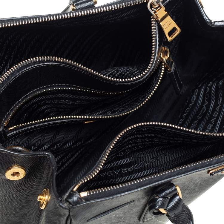 Pre Owned Prada Black Saffiano Lux Leather Small Galleria Tote