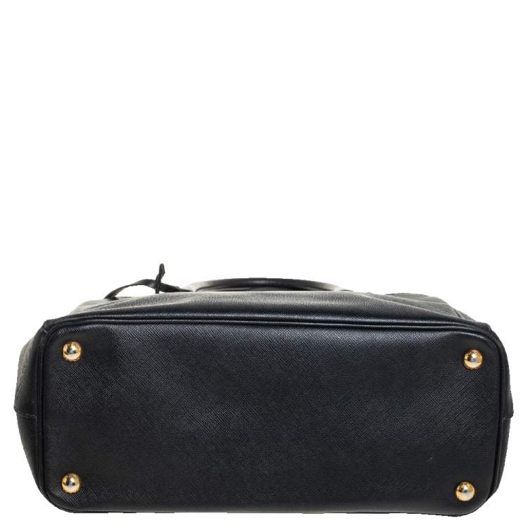 Pre Owned Prada Black Saffiano Lux Leather Small Galleria Tote