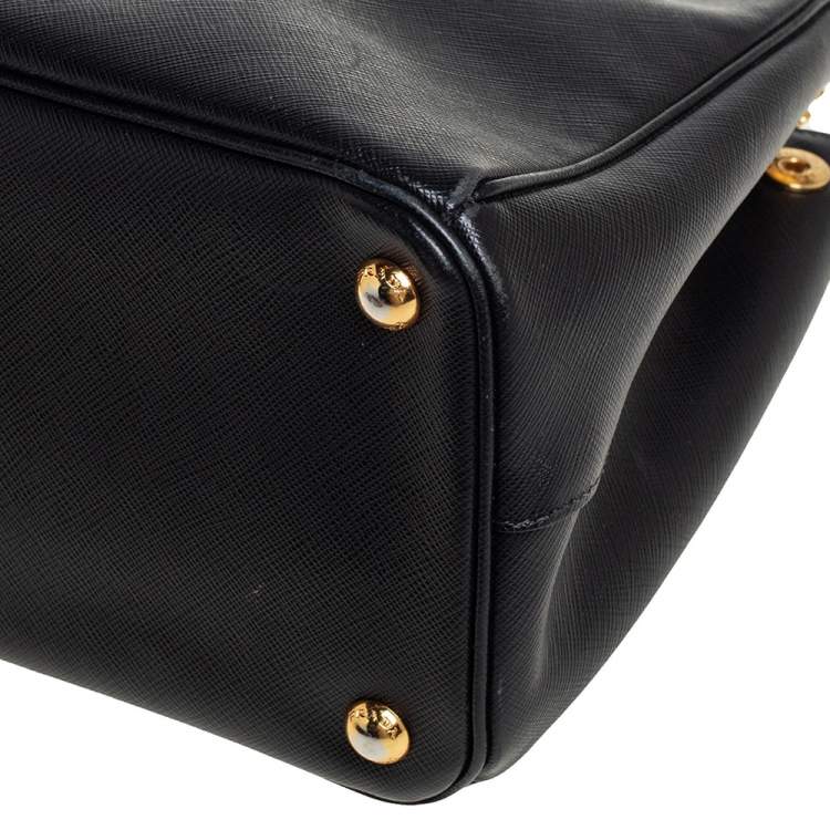 Pre Owned Prada Black Saffiano Lux Leather Small Galleria Tote