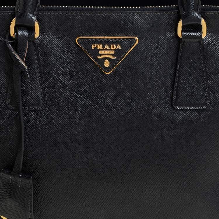 Pre Owned Prada Black Saffiano Lux Leather Small Galleria Tote