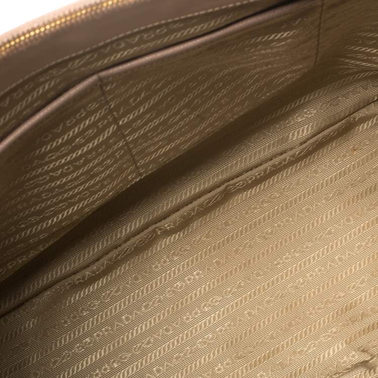 Pre Owned Prada Beige Saffiano Leather Medium Galleria Double Zip Tote
