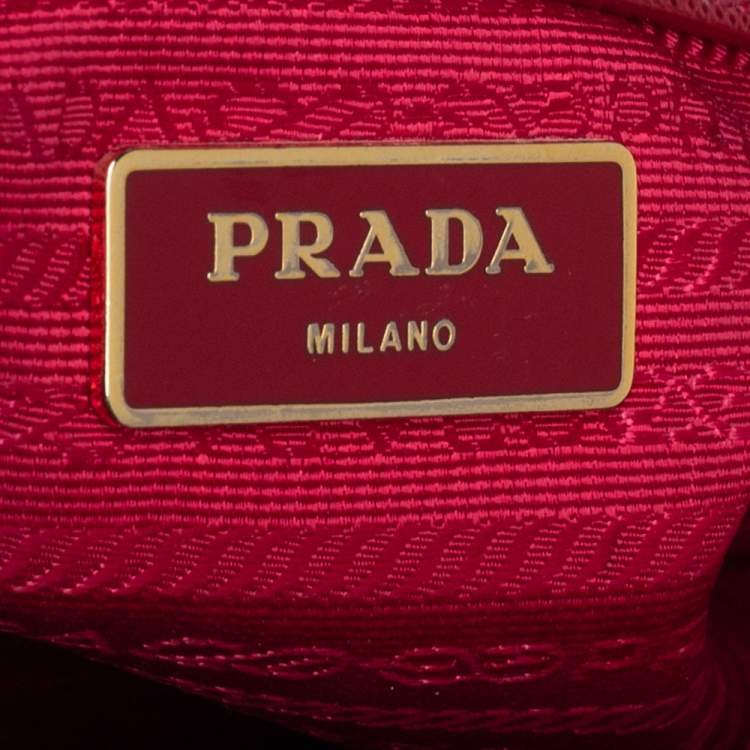 Pre Owned Prada Red Saffiano Lux Leather Small Galleria Tote