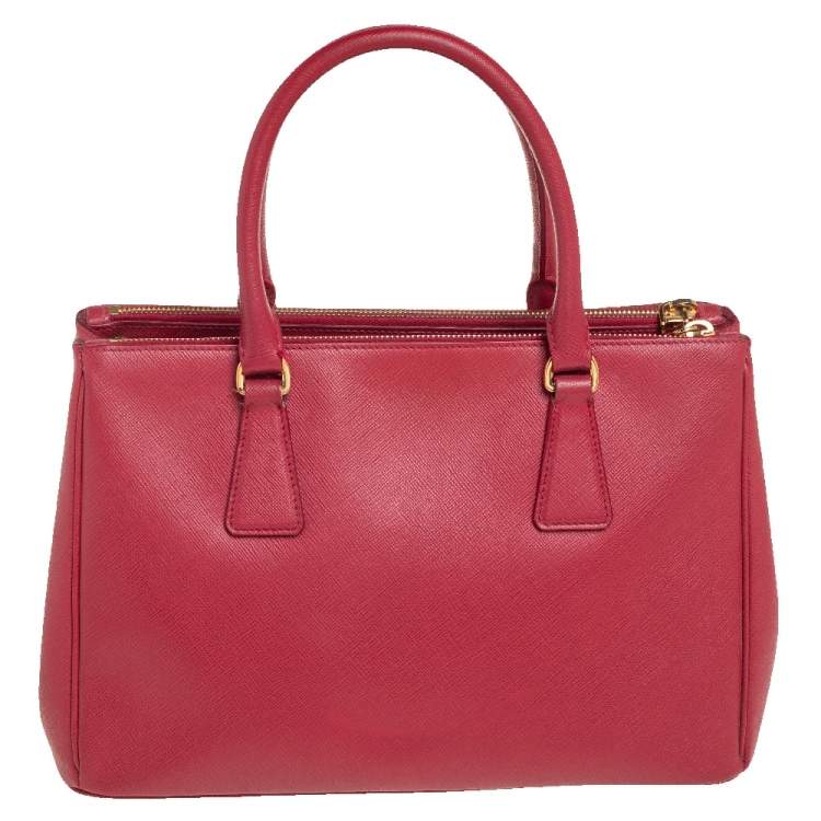 Pre Owned Prada Red Saffiano Lux Leather Small Galleria Tote