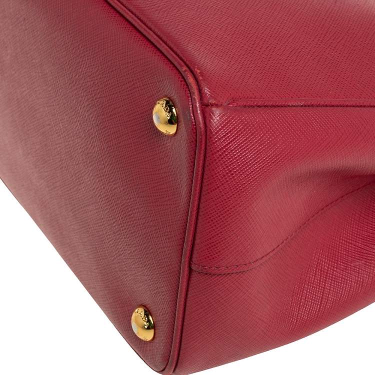 Pre Owned Prada Red Saffiano Lux Leather Small Galleria Tote