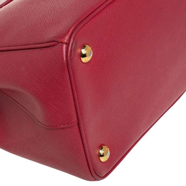 Pre Owned Prada Red Saffiano Lux Leather Small Galleria Tote