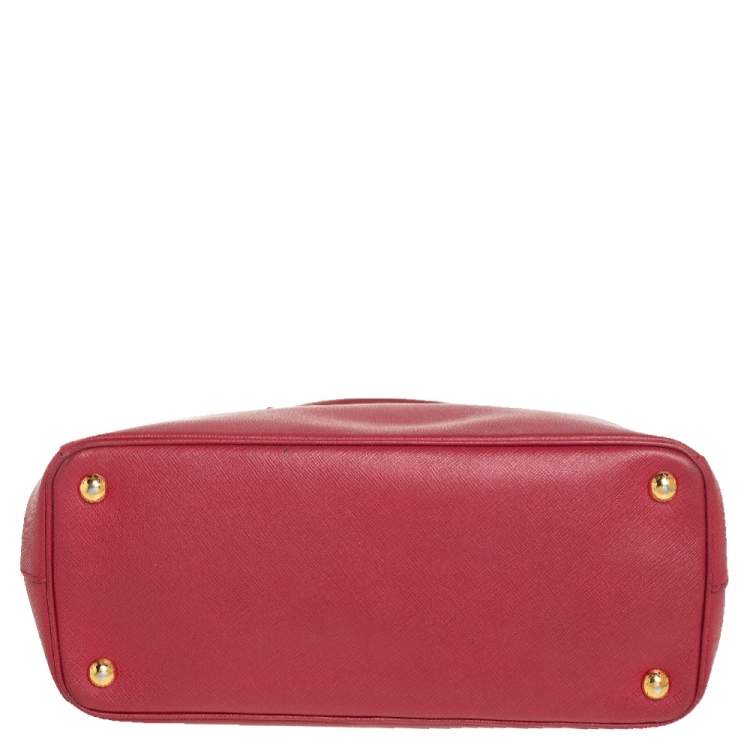 Pre Owned Prada Red Saffiano Lux Leather Small Galleria Tote