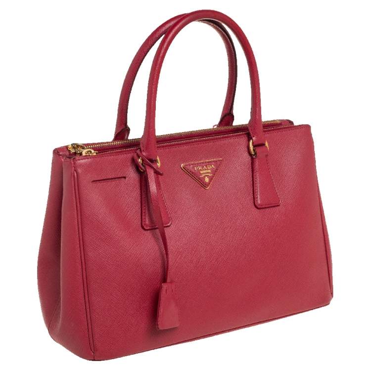 Pre Owned Prada Red Saffiano Lux Leather Small Galleria Tote
