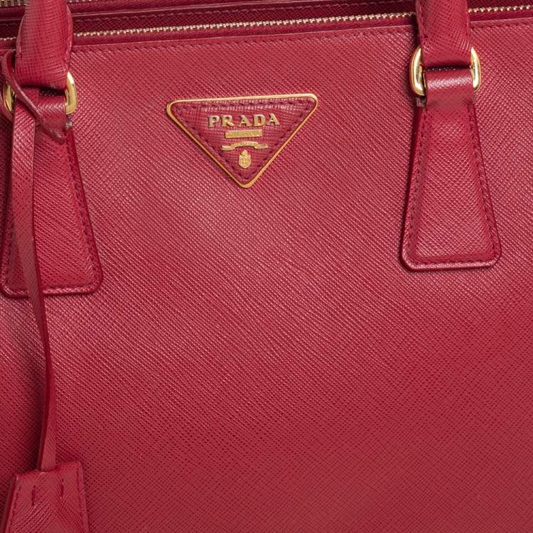 Pre Owned Prada Red Saffiano Lux Leather Small Galleria Tote