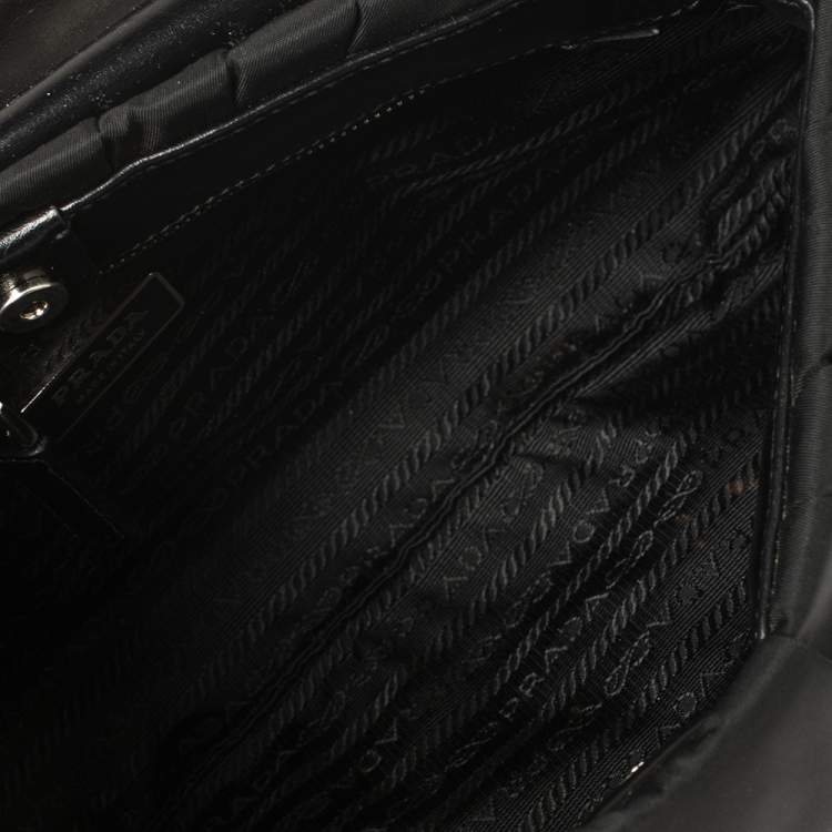 Pre Owned Prada Black Nylon and Leather Flap Hobo