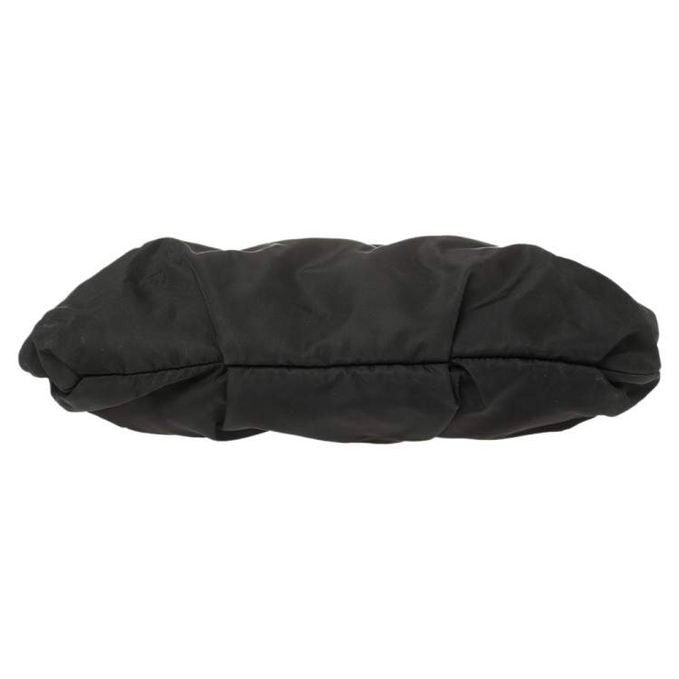 Pre Owned Prada Black Nylon and Leather Flap Hobo