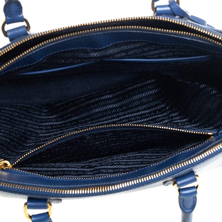 Pre Owned Prada Blue Saffiano Lux Leather Large Galleria Tote