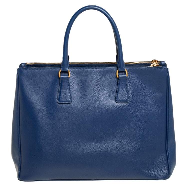 Pre Owned Prada Blue Saffiano Lux Leather Large Galleria Tote