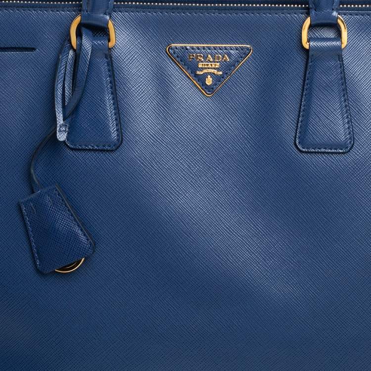 Pre Owned Prada Blue Saffiano Lux Leather Large Galleria Tote