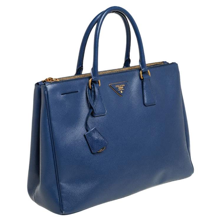 Pre Owned Prada Blue Saffiano Lux Leather Large Galleria Tote