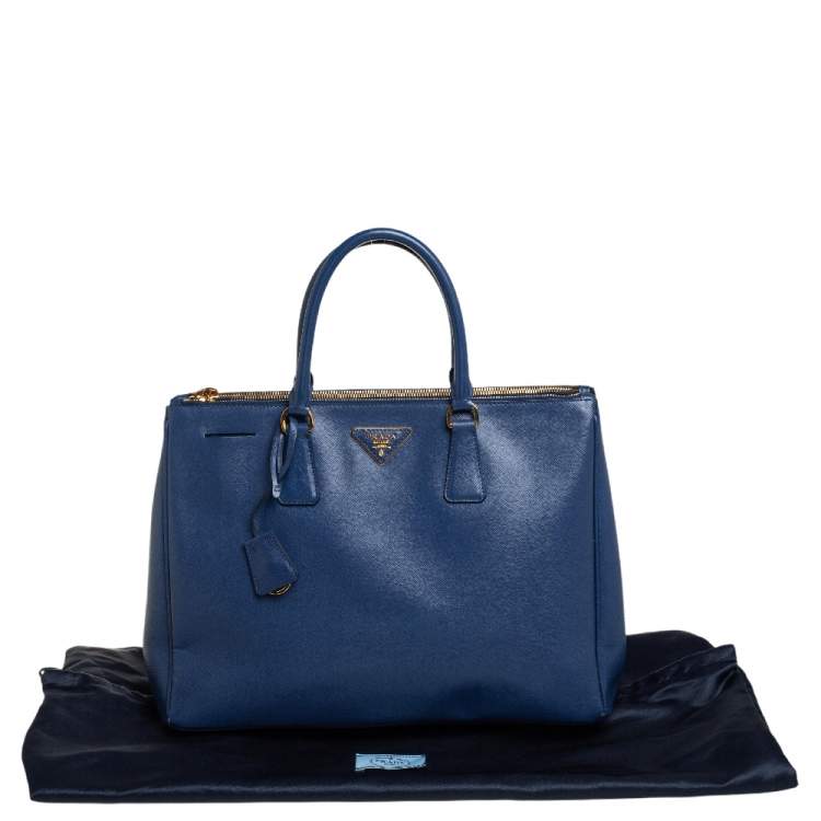 Pre Owned Prada Blue Saffiano Lux Leather Large Galleria Tote