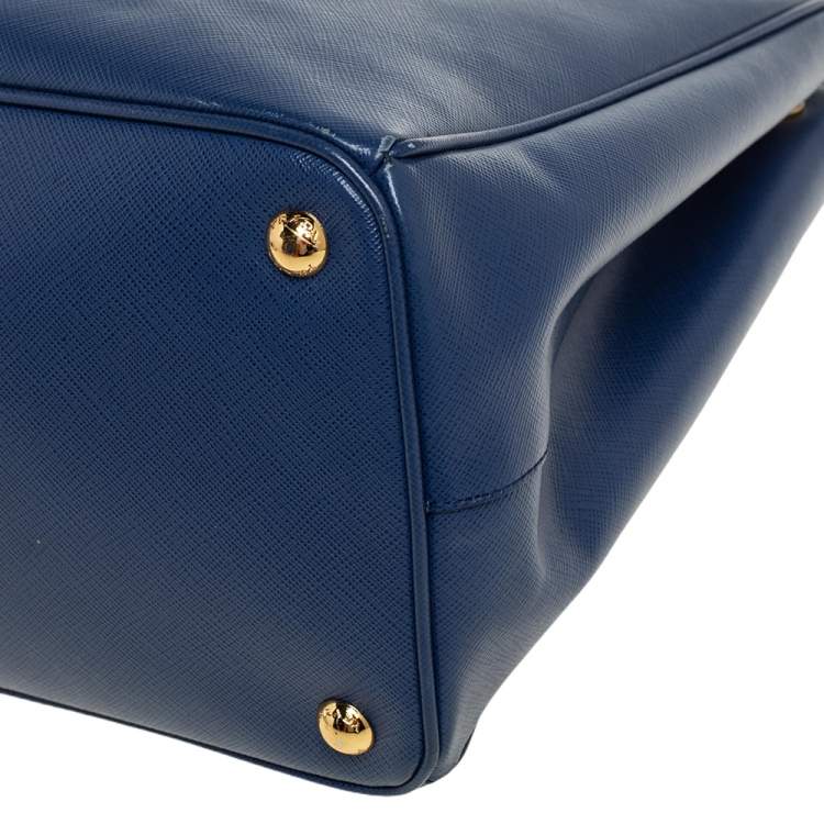 Pre Owned Prada Blue Saffiano Lux Leather Large Galleria Tote