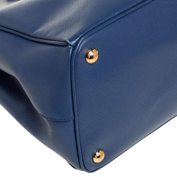 Pre Owned Prada Blue Saffiano Lux Leather Large Galleria Tote