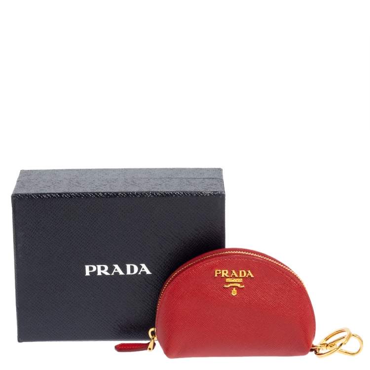 Pre Owned Prada Red Saffiano Leather Coin Purse