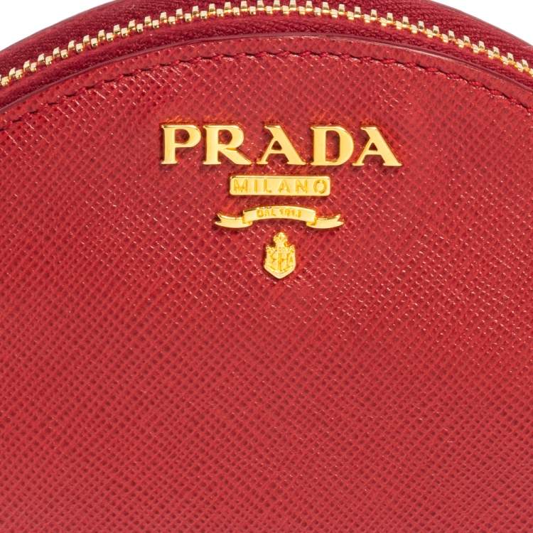 Pre Owned Prada Red Saffiano Leather Coin Purse