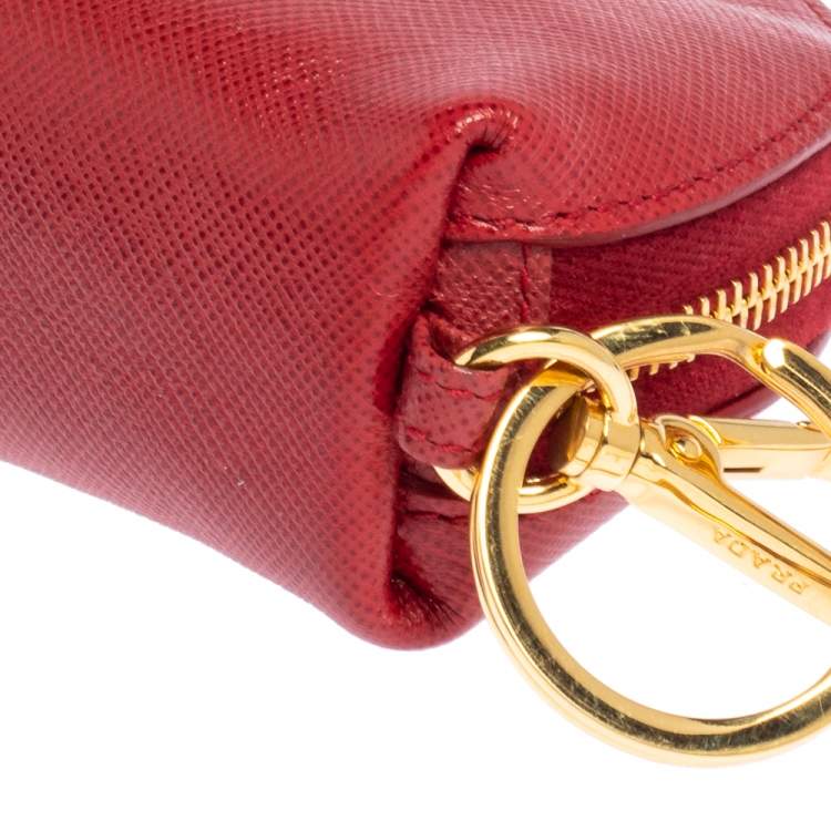 Pre Owned Prada Red Saffiano Leather Coin Purse