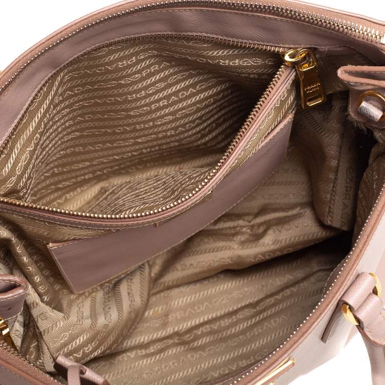 Pre Owned Prada Dusty Pink Saffiano Lux Leather Medium Galleria Tote