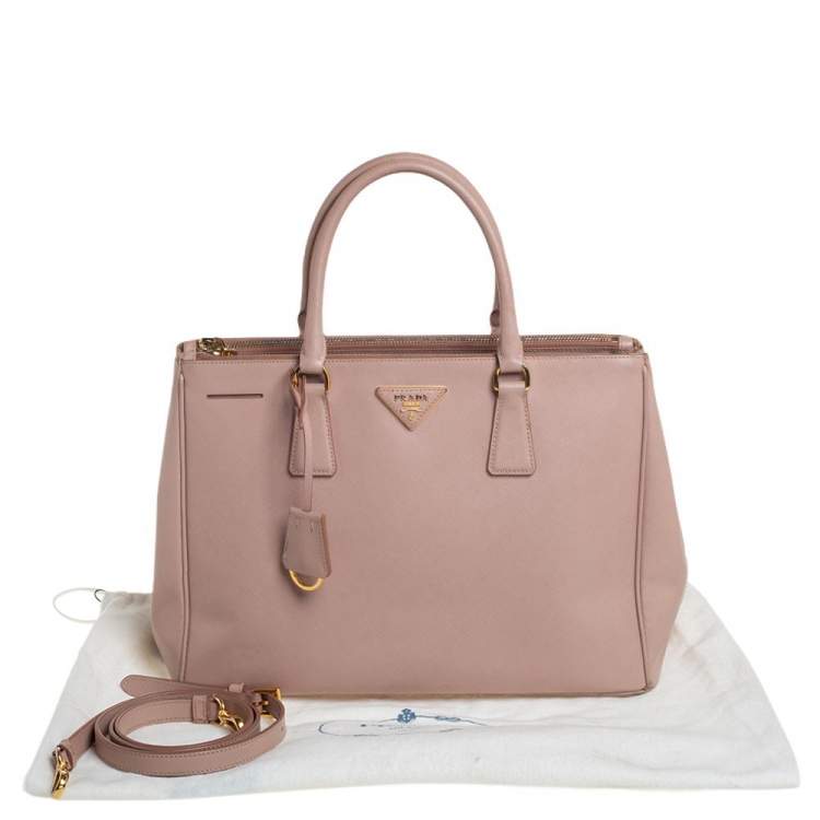 Pre Owned Prada Dusty Pink Saffiano Lux Leather Medium Galleria Tote