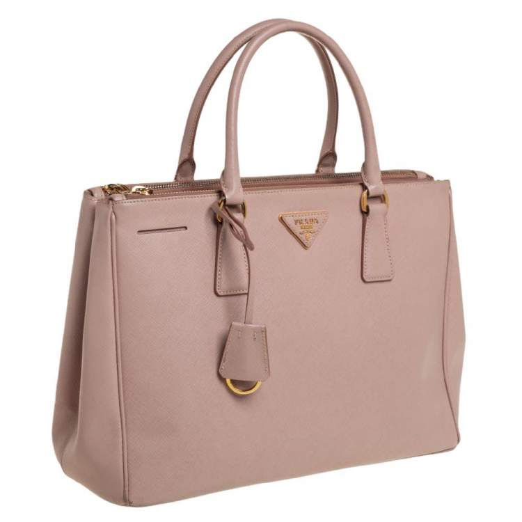 Pre Owned Prada Dusty Pink Saffiano Lux Leather Medium Galleria Tote