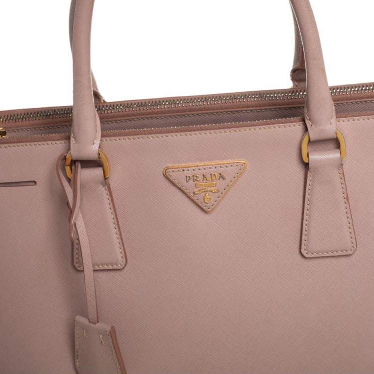 Pre Owned Prada Dusty Pink Saffiano Lux Leather Medium Galleria Tote