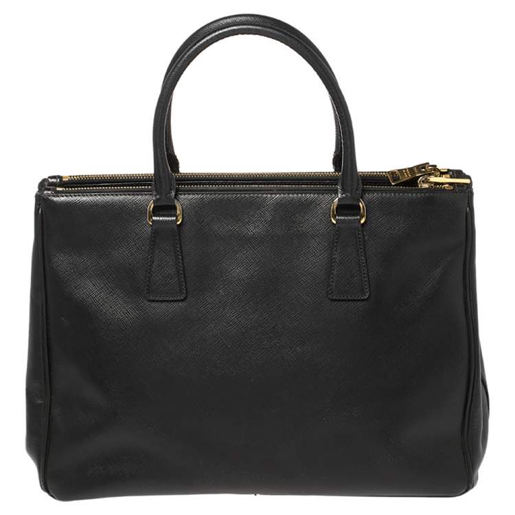 Pre Owned Prada Black Saffiano Lux Leather Medium Galleria Tote