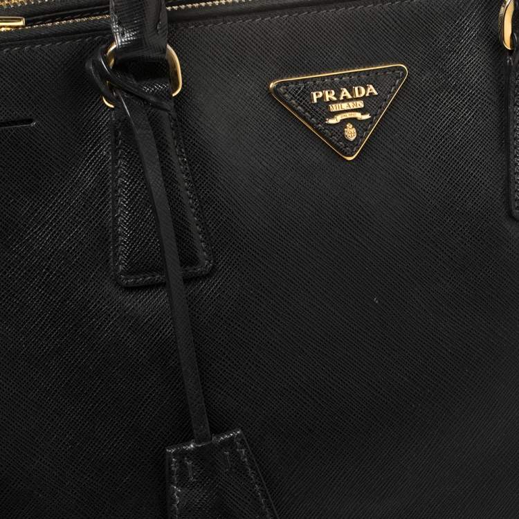 Pre Owned Prada Black Saffiano Lux Leather Medium Galleria Tote