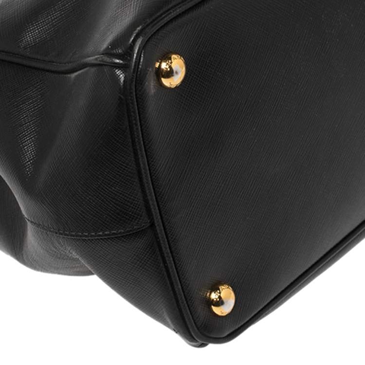 Pre Owned Prada Black Saffiano Lux Leather Medium Galleria Tote