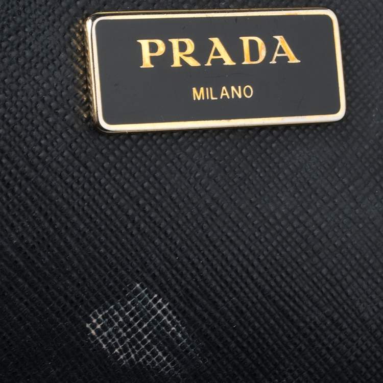 Pre Owned Prada Black Saffiano Lux Leather Medium Galleria Tote
