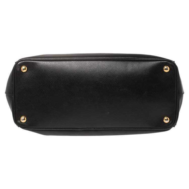 Pre Owned Prada Black Saffiano Lux Leather Medium Galleria Tote