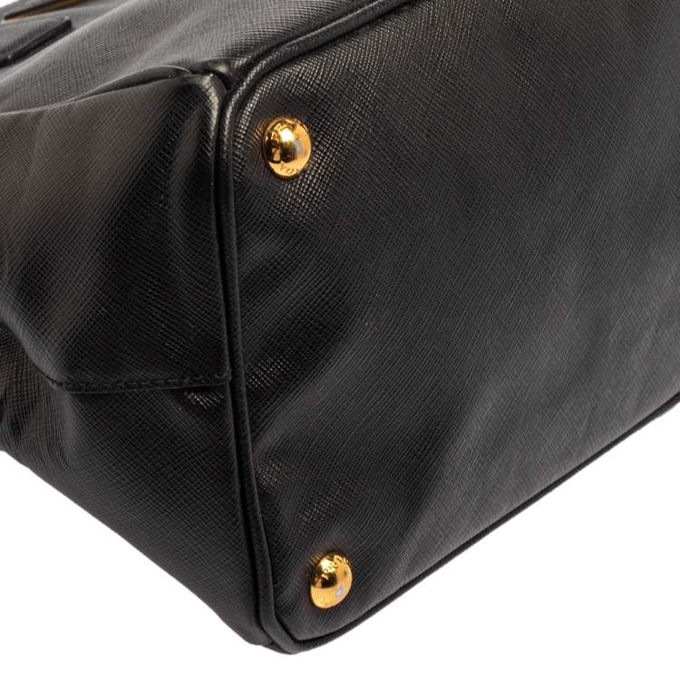 Pre Owned Prada Black Saffiano Lux Leather Large Galleria Double Tip Tote