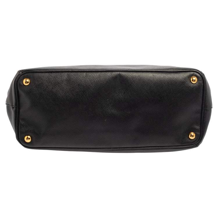 Pre Owned Prada Black Saffiano Lux Leather Large Galleria Double Tip Tote