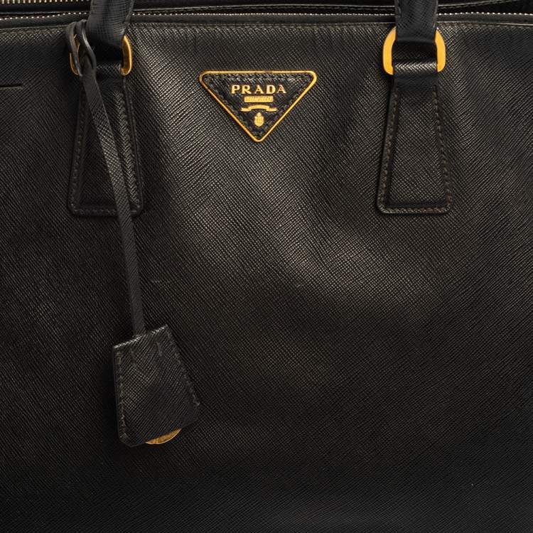 Pre Owned Prada Black Saffiano Lux Leather Large Galleria Double Tip Tote