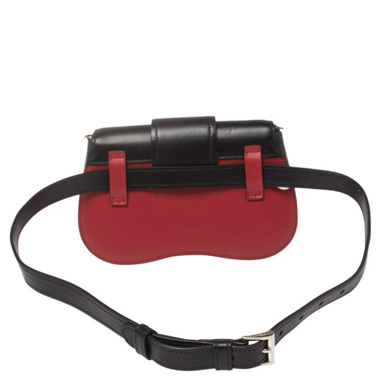 مملوكة مسبقًا Prada Red/Black City Leather Sidonie Belt Bag