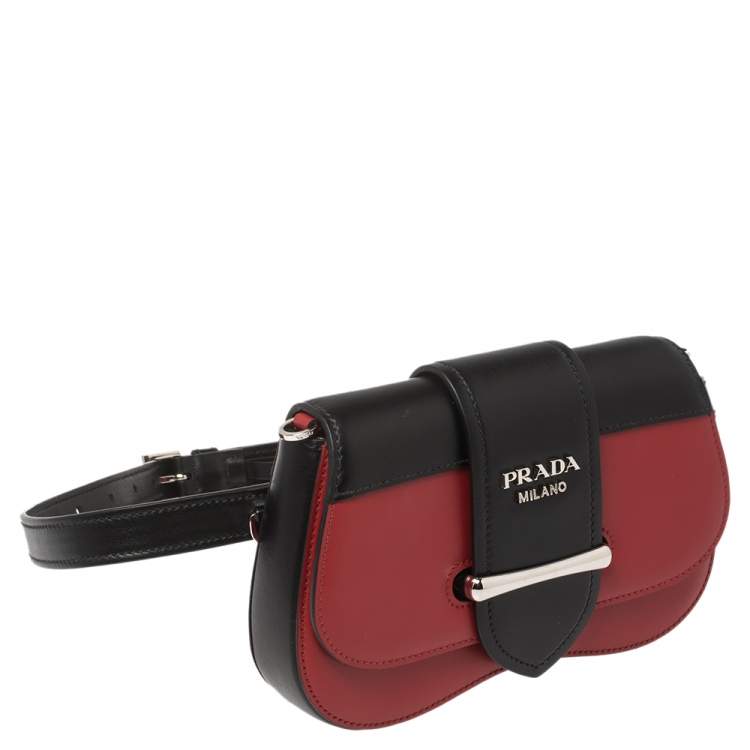 مملوكة مسبقًا Prada Red/Black City Leather Sidonie Belt Bag