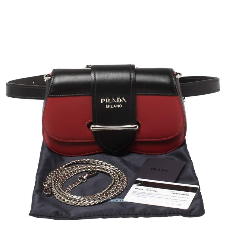 مملوكة مسبقًا Prada Red/Black City Leather Sidonie Belt Bag