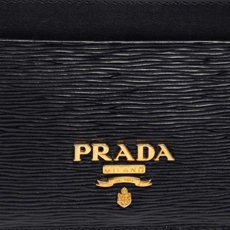 Pre Owned Prada Black Vitello Move Leather Card Holder