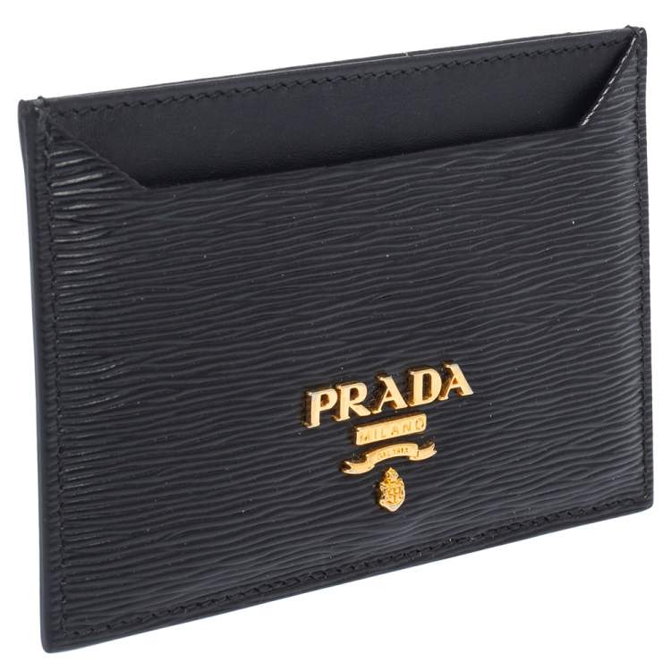 Pre Owned Prada Black Vitello Move Leather Card Holder