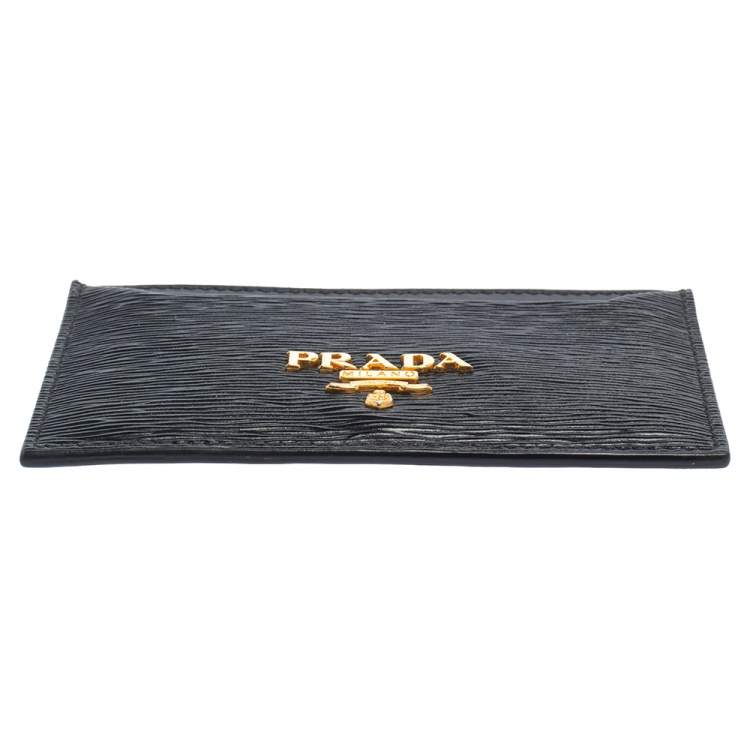 Pre Owned Prada Black Vitello Move Leather Card Holder