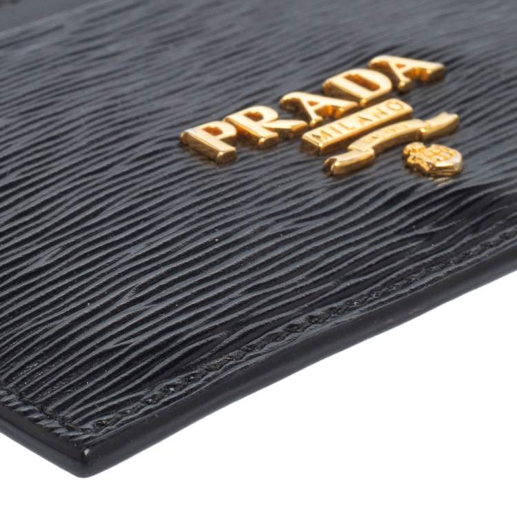Pre Owned Prada Black Vitello Move Leather Card Holder
