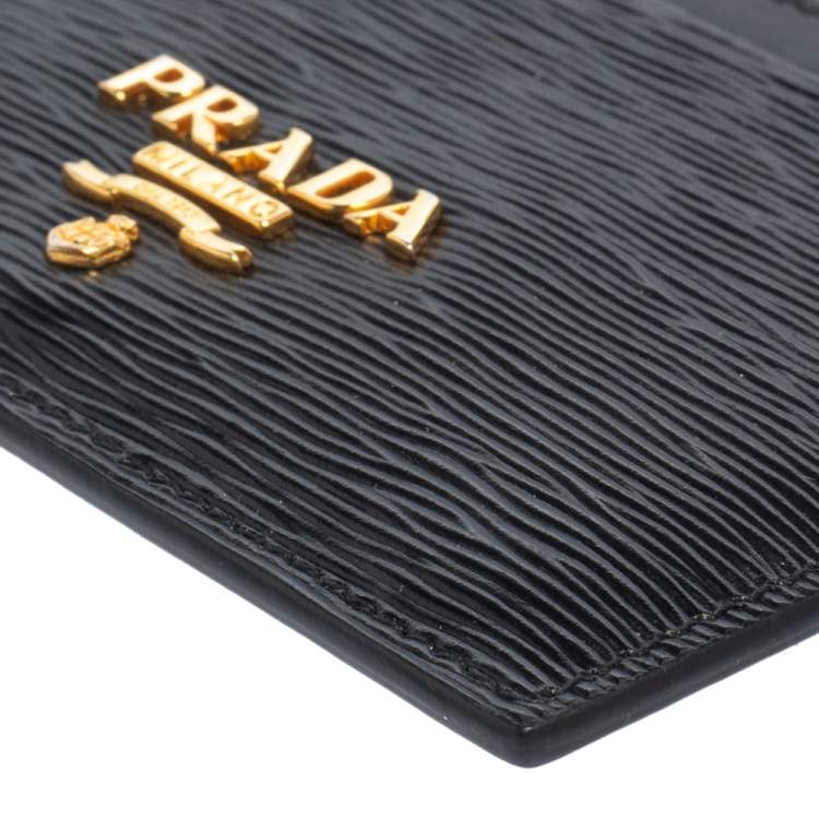 Pre Owned Prada Black Vitello Move Leather Card Holder