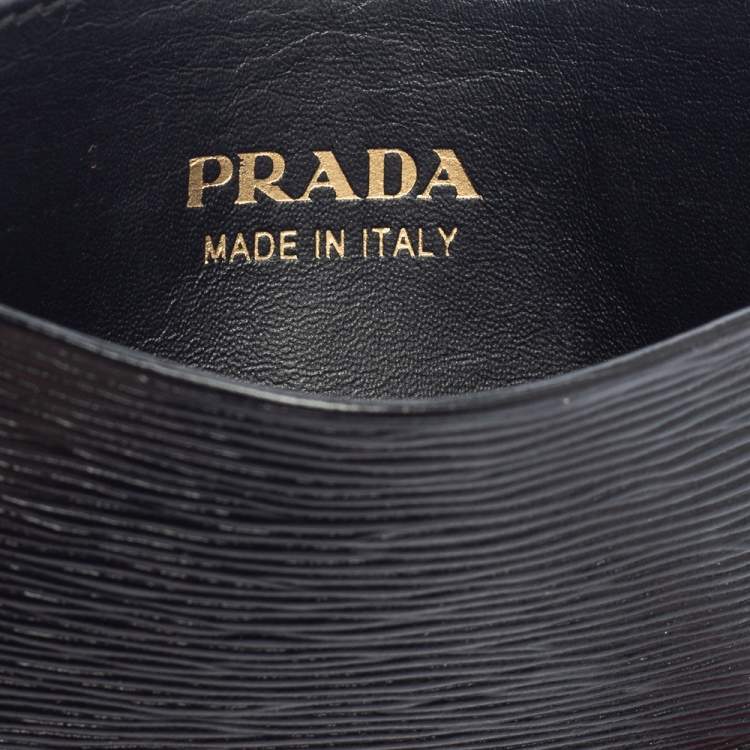 Pre Owned Prada Black Vitello Move Leather Card Holder