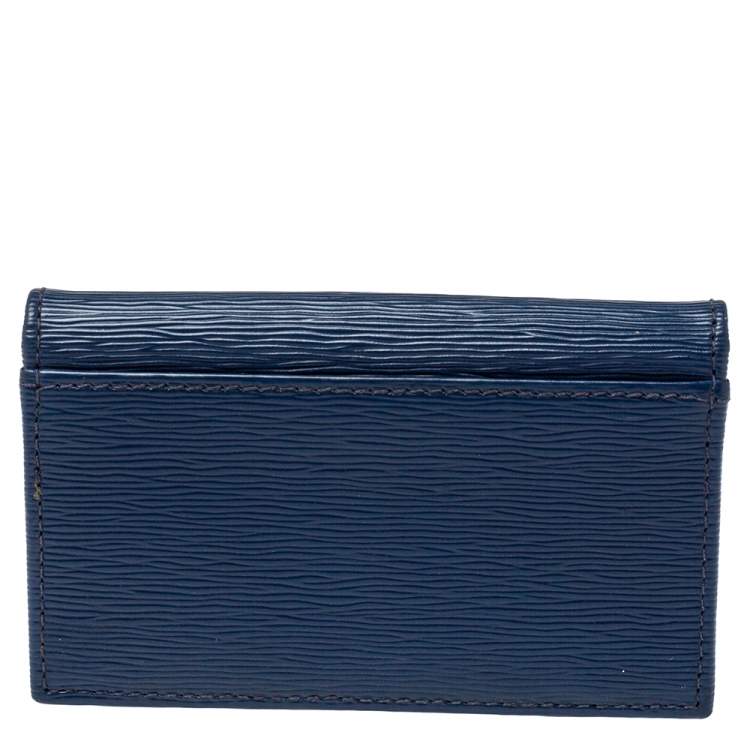 Pre Owned Prada Blue Vitello Move Leather Card Case