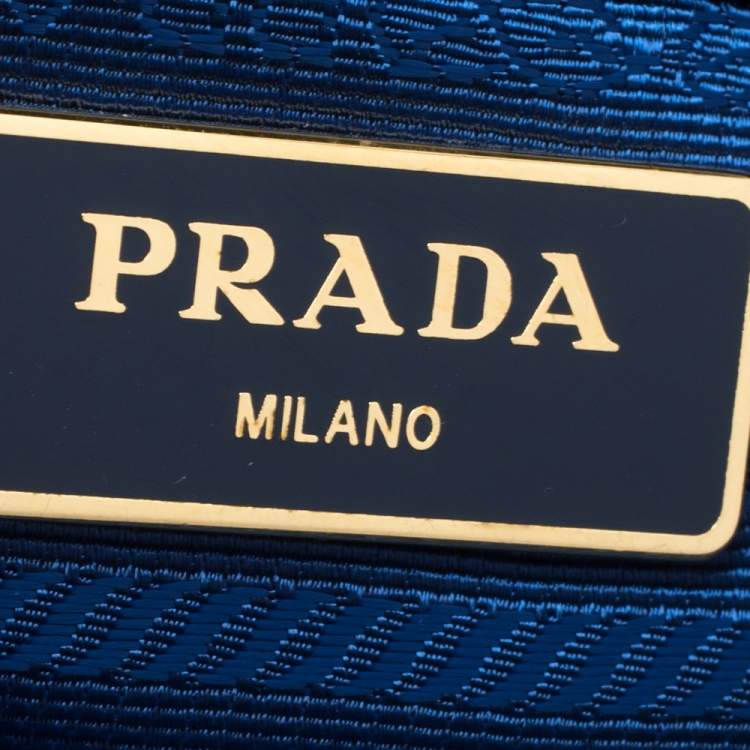 Pre Owned Prada Blue Saffiano Lux Leather Mini Galleria Double Zip Tote