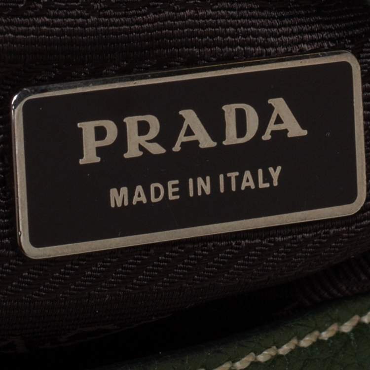 Pre Owned Prada Green Leather Flap Hobo