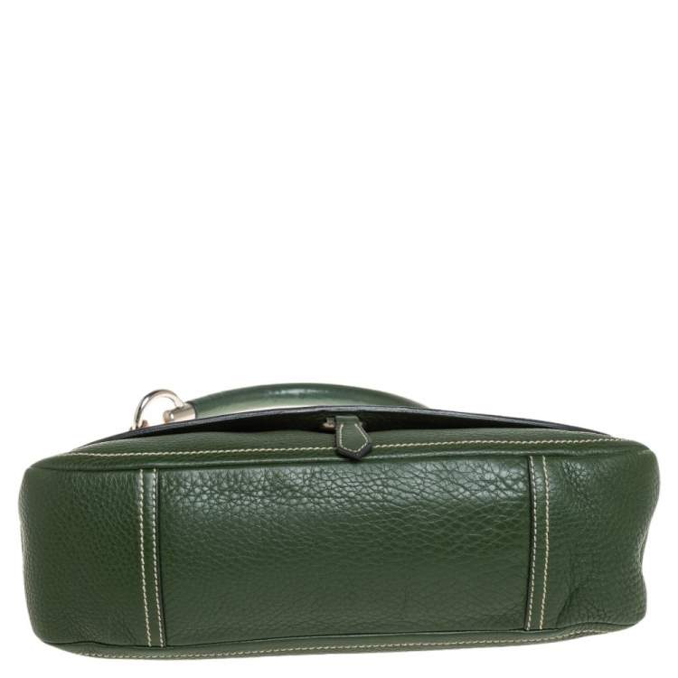 Pre Owned Prada Green Leather Flap Hobo